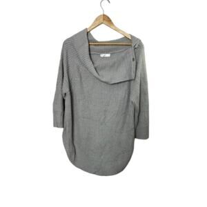 89th + Madison Gray Oversized Cowlneck Side Snap Knit Sweater Women's XL
